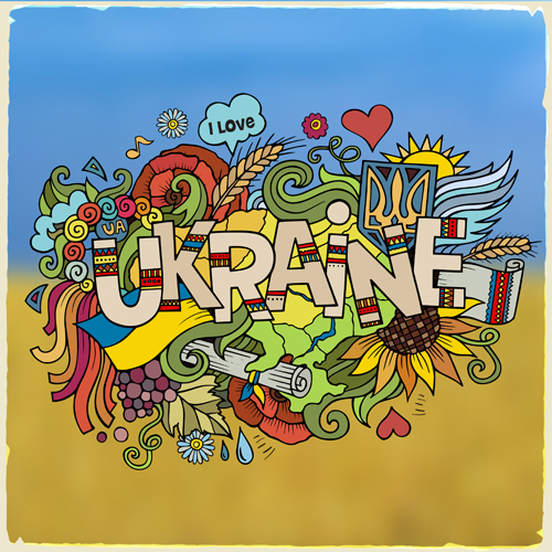 Cartoon ukraine style hand drawn background 02