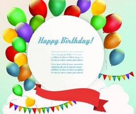 Circle with balloons birthday background vector 01