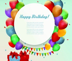 Circle with balloons birthday background vector 02
