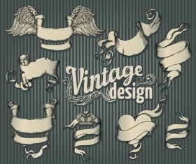 Classical styles ribbons vector set 03
