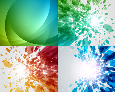 Colored abstract art background vectors set 04