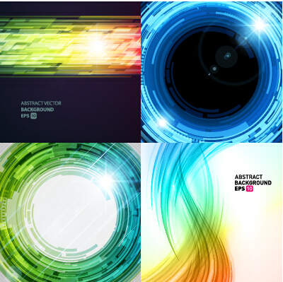 Colored abstract art background vectors set 06