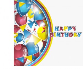 Colored balloons with confetti happy birthday background
