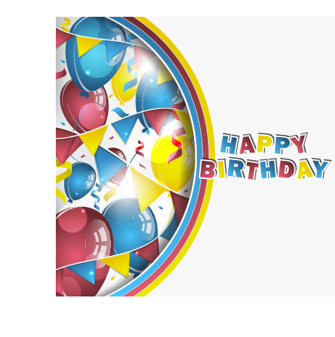 Colored balloons with confetti happy birthday background