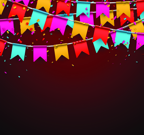Colored flag with confetti holiday background 02