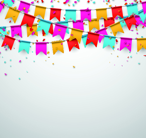 Colored flag with confetti holiday background 03