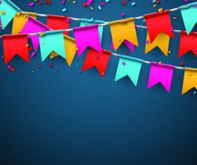 Colored flag with confetti holiday background 04