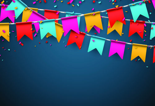 Colored flag with confetti holiday background 04