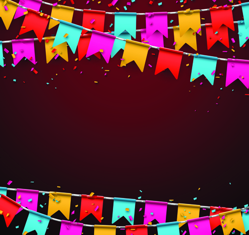 Colored flag with confetti holiday background 05