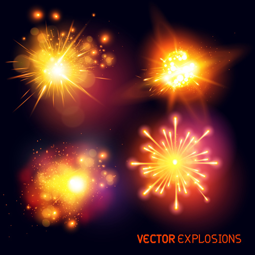 Colored light special effects vectors set 02