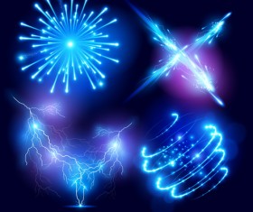Colored light special effects vectors set 03