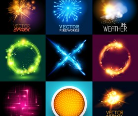 Colored light special effects vectors set 04