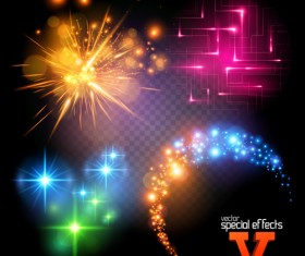 Colored light special effects vectors set 05