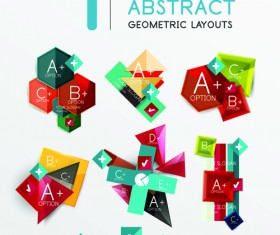 Colored origami infographic elements illustration vector 03