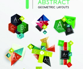 Colored origami infographic elements illustration vector 05