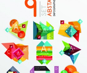 Colored origami infographic elements illustration vector 07