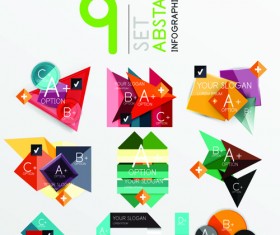Colored origami infographic elements illustration vector 08