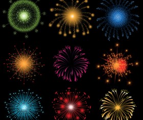 Colorful fireworks holiday illustration vector set 04