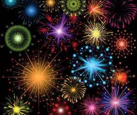 Colorful fireworks holiday illustration vector set 05