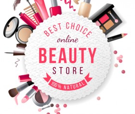 Cosmetic with beauty background vector 01
