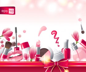 Cosmetic with beauty background vector 02
