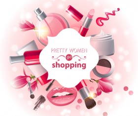 Cosmetic with beauty background vector 03