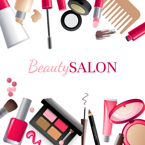 Cosmetic with beauty background vector 04