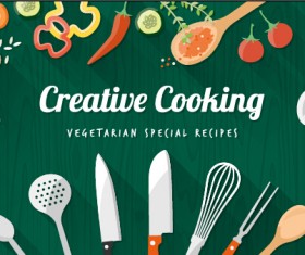 Creative cooking design background vectors 04