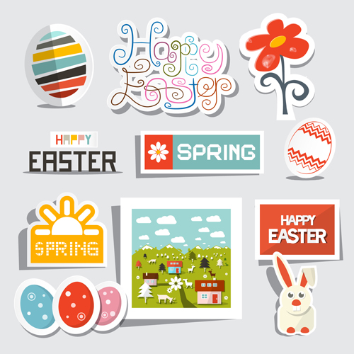 Creative easter stickers vector material