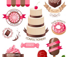 Cupcakes labels with sweet vector material