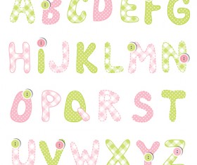 Cute alphabet with button vector