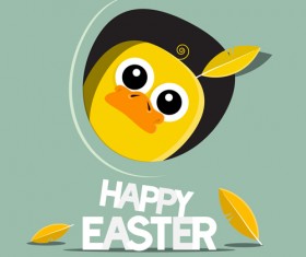 Cute animal with easter cards vector 01