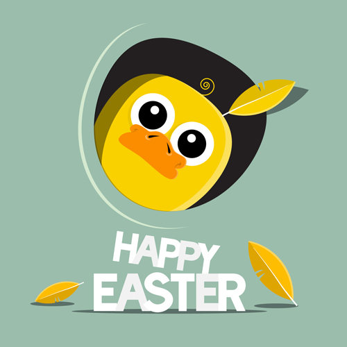 Cute animal with easter cards vector 01