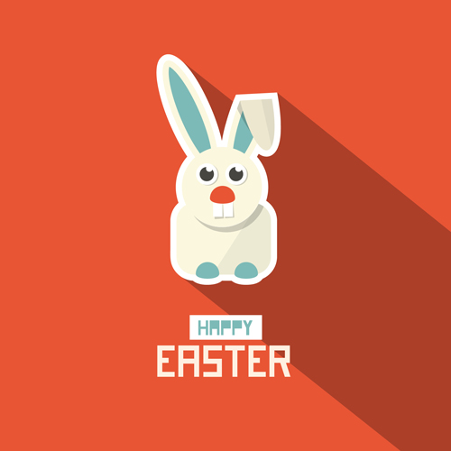 Cute animal with easter cards vector 02