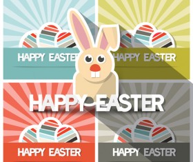 Cute animal with easter cards vector 03