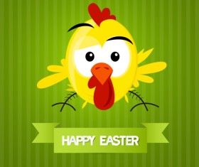 Cute animal with easter cards vector 04