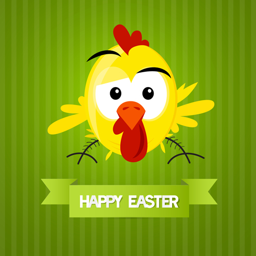 Cute animal with easter cards vector 04