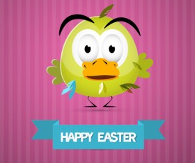 Cute animal with easter cards vector 05