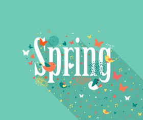 Cute animals with spring background vector
