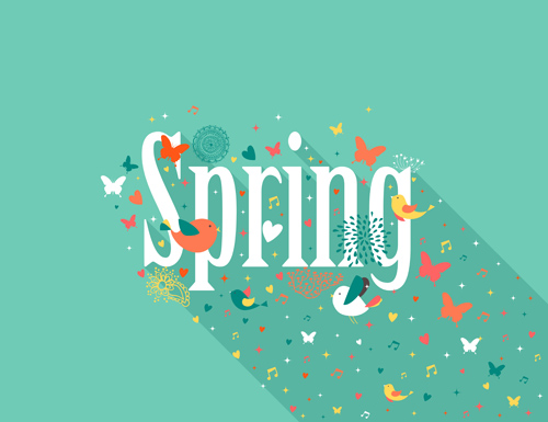 Cute animals with spring background vector free download
