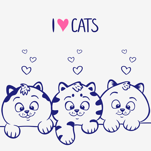 Cute blue cats vector graphic