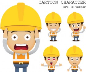 Cute cartoon worker vector set 01