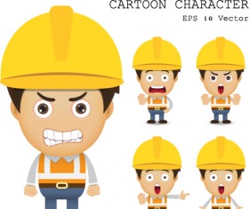 Cute cartoon worker vector set 02
