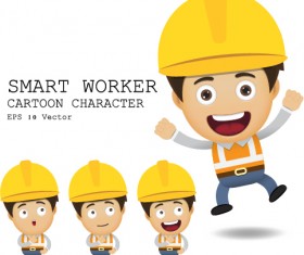 Cute cartoon worker vector set 04