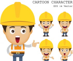 Cute cartoon worker vector set 05