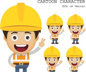 Cute cartoon worker vector set 06