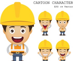 Cute cartoon worker vector set 09