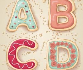 Cute cookies alphabet vector material 01