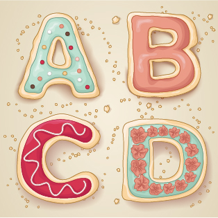 Cute cookies alphabet vector material 01