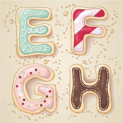 Cute cookies alphabet vector material 02